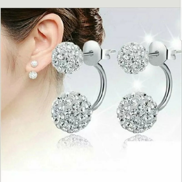 New double beaded rhinestone Crystal stud earrings - Picture 2 of 6